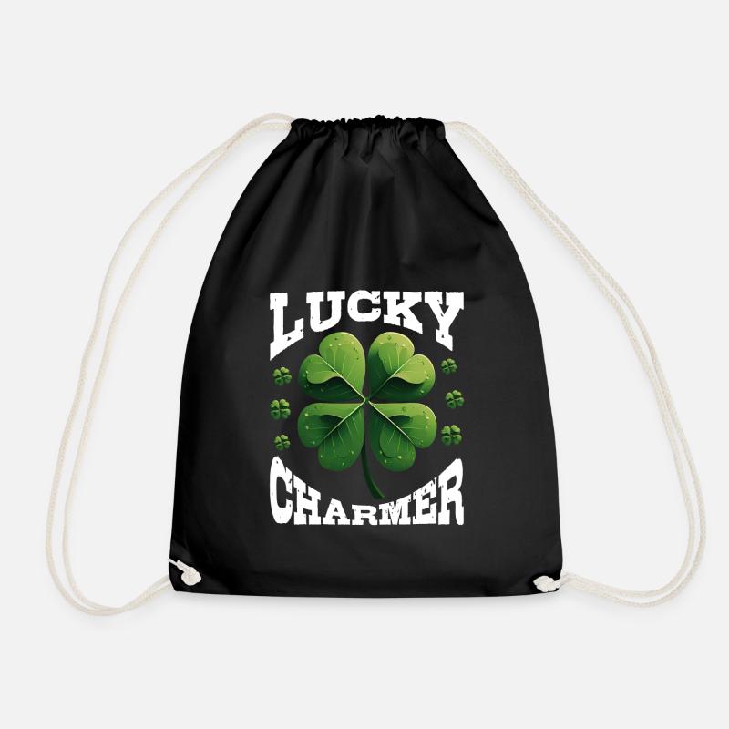 Lucky Charmer Kleeblatt Glücksbringer - Turnbeutel - Schwarz