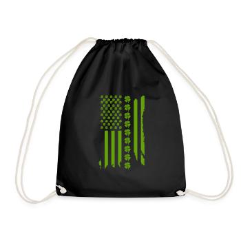 Lucky Charm USA Clover Leaves St Patrick's Day - Drawstring Bag - black - Front