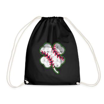 Baseball Player Clover Lucky Charm - Drawstring Bag - black - Front