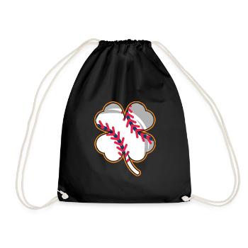 Baseball Player Clover Lucky Charm - Drawstring Bag - black - Front