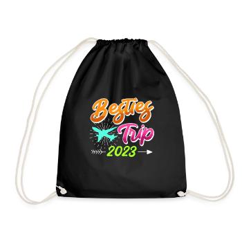 Besties Trip 2023 Urlaub mit Freunden Spring Break - Turnbeutel - Schwarz - Vorne