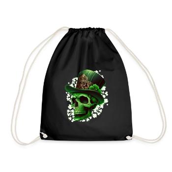 St. Patrick's Day Irish skeleton leprechaun - Drawstring Bag - black - Front