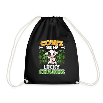 Cows are my lucky charms Farmer Cattle breeders - Drawstring Bag - black - Front