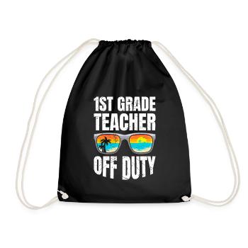 First Grade Class Teacher Off Duty Holiday Teacher - Drawstring Bag - black - Front