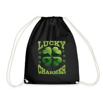 Lucky Charmer Clover Lucky Charm - Drawstring Bag - black - Front