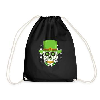 St. Patrick's Day Irish skeleton leprechaun - Drawstring Bag - black - Front