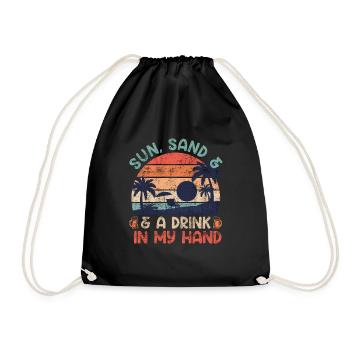 Plage ensoleillée un verre à la main fête de vacances - Sac de sport léger - noir - Devant