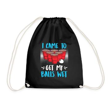 I came to get my balls wet Beer Pong Bier Pong - Drawstring Bag - black - Front