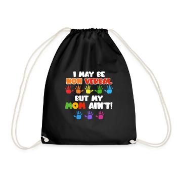 autism awareness autistic child - Drawstring Bag - black - Front