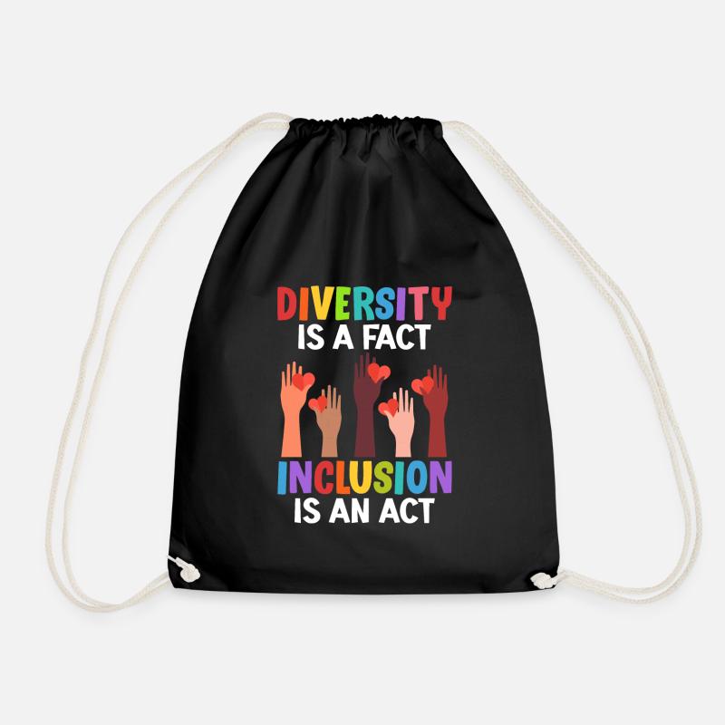 Diversity is a fact Inclusion is an Act Vielfalt - Turnbeutel - Schwarz