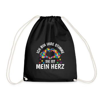 Autismus Menschen mit autistischem Kind - Turnbeutel - Schwarz - Vorne