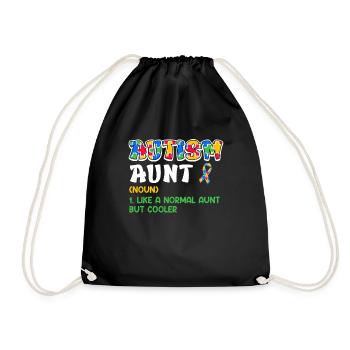 Autism Awareness Aunt autistic child - Drawstring Bag - black - Front