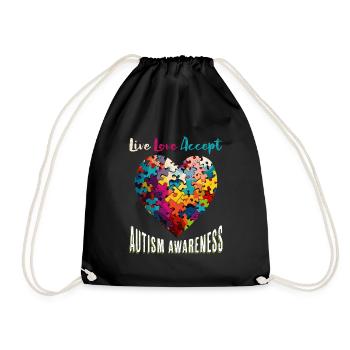 Autism Awareness Accept Understand Love - Drawstring Bag - black - Front