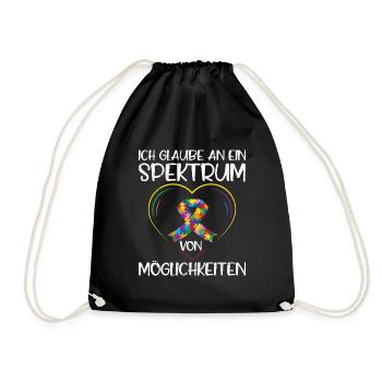 Autism I believe in spectrum of possibilities - Drawstring Bag - black - Front