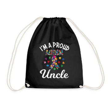 Proud uncle of autistic child consciousness - Drawstring Bag - black - Front