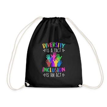 Diversity is a fact Inclusion is an Act Vielfalt - Drawstring Bag - black - Front