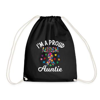 Autism Awareness Aunt of an autistic - Drawstring Bag - black - Front