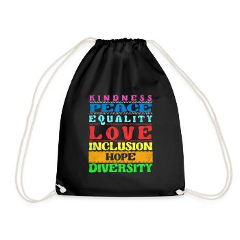 Inclusion Kindness Peace Love Diversity - Drawstring Bag - black - Front