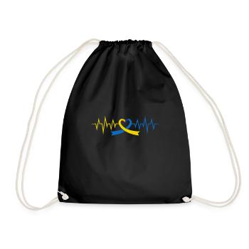 Down Syndrom Awareness Schleife blau gelb - Turnbeutel - Schwarz - Vorne