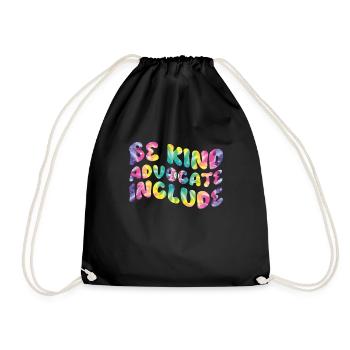 Be Kind Inklusion Menschen mit Behinderung - Turnbeutel - Schwarz - Vorne