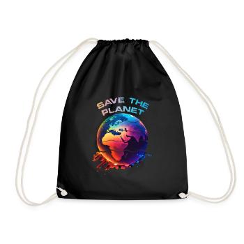 Save the Earth Earth Day Planet Environmental Protection - Drawstring Bag - black - Front