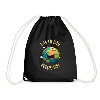 Earth Day April 22 Earth Mission Environmental Protection - Drawstring Bag - black - Front