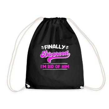 Finally divorced divorce party divorce - Drawstring Bag - black - Front