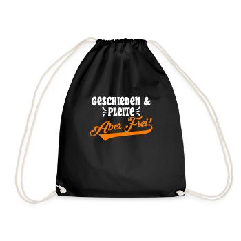 Geschieden & Pleite aber Frei! Scheidungsparty - Turnbeutel - Schwarz - Vorne
