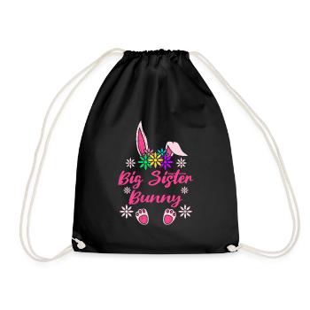 Schwester Hase Osterhasen Schwester Bunny - Turnbeutel - Schwarz - Vorne