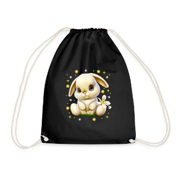 Süße Osterhasen Hasengesicht Cute Bunny - Turnbeutel - Schwarz - Vorne