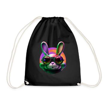 Easter Bunny Face Easter Bunny Rabbit Easter - Drawstring Bag - black - Front