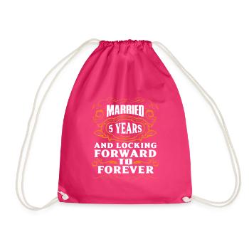 Wooden wedding 5th wedding anniversary - Drawstring Bag - fuchsia - Front