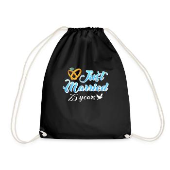 25 years married 25th wedding anniversary - Drawstring Bag - black - Front
