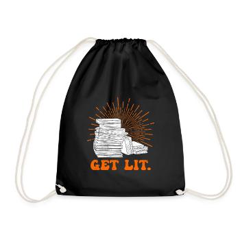 Get lit Book Lovers Book Lovers Book Love - Drawstring Bag - black - Front