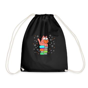 Cat Fans Book lover Cat Lovers Bookworm - Drawstring Bag - black - Front