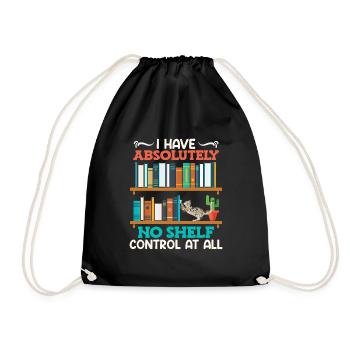 Book lover I have no shelf control Bookworm - Drawstring Bag - black - Front