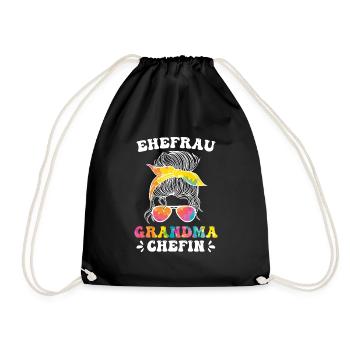 Oma Chefin Großmutter Muttertag Granny Ehefrau - Turnbeutel - Schwarz - Vorne