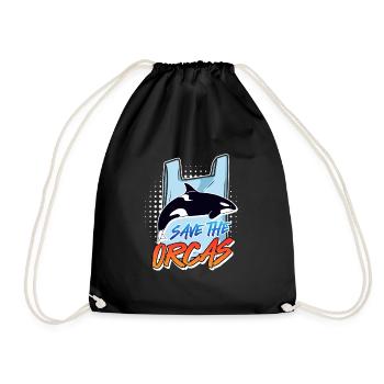 Save the whales Orkas Save the Ocean Environment - Drawstring Bag - black - Front