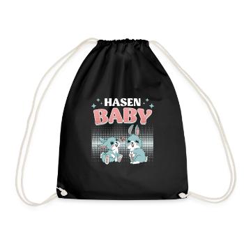 Baby Hase Osterhasen Cute Osterfreunde Kinder - Turnbeutel - Schwarz - Vorne