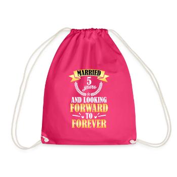 Wooden wedding 5th wedding anniversary - Drawstring Bag - fuchsia - Front