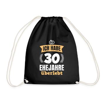 30 Ehejahre überlebt 30. Hochzeitstag - Turnbeutel - Schwarz - Vorne