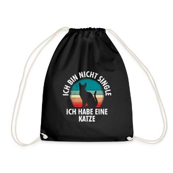 Katzen Mama Ich bin nicht Single Damen - Turnbeutel - Schwarz - Vorne