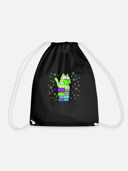 Katzenfans Book lover Katzenliebhaber Leseratte - Turnbeutel - Schwarz