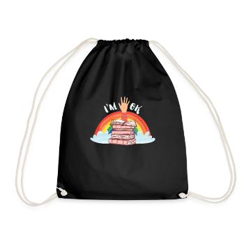 Book lovers I ́m Ok with Books Lesefreunde - Drawstring Bag - black - Front