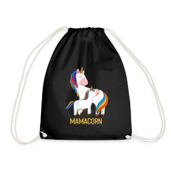 Mamacorn Muttertag Einhörner Mama Einhorn - Turnbeutel - Schwarz - Vorne