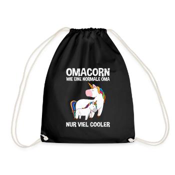 Omacorn Einhorn cool Großmütter Unicorn Grandma - Turnbeutel - Schwarz - Vorne