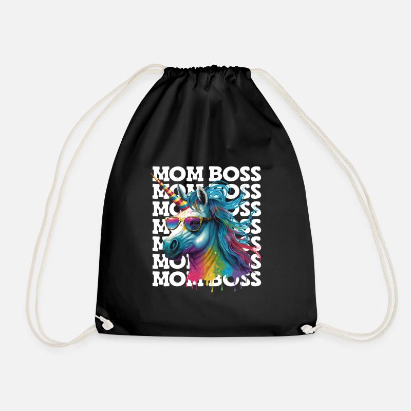 Mama Boss Einhorn Muttertag starke Mama Bossy - Turnbeutel - Schwarz