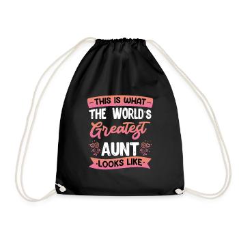 Worlds greatest Aunt beste Tante Muttertag - Turnbeutel - Schwarz - Vorne