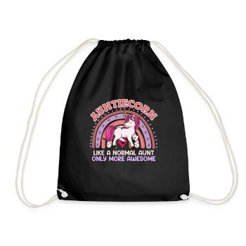 Tanticorn Einhorn Tanten Muttertag Unicorn - Turnbeutel - Schwarz - Vorne