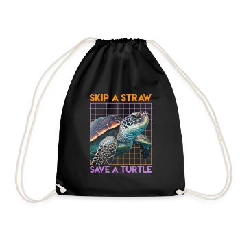 Save the turtles Save the Ocean Environmental Love - Drawstring Bag - black - Front